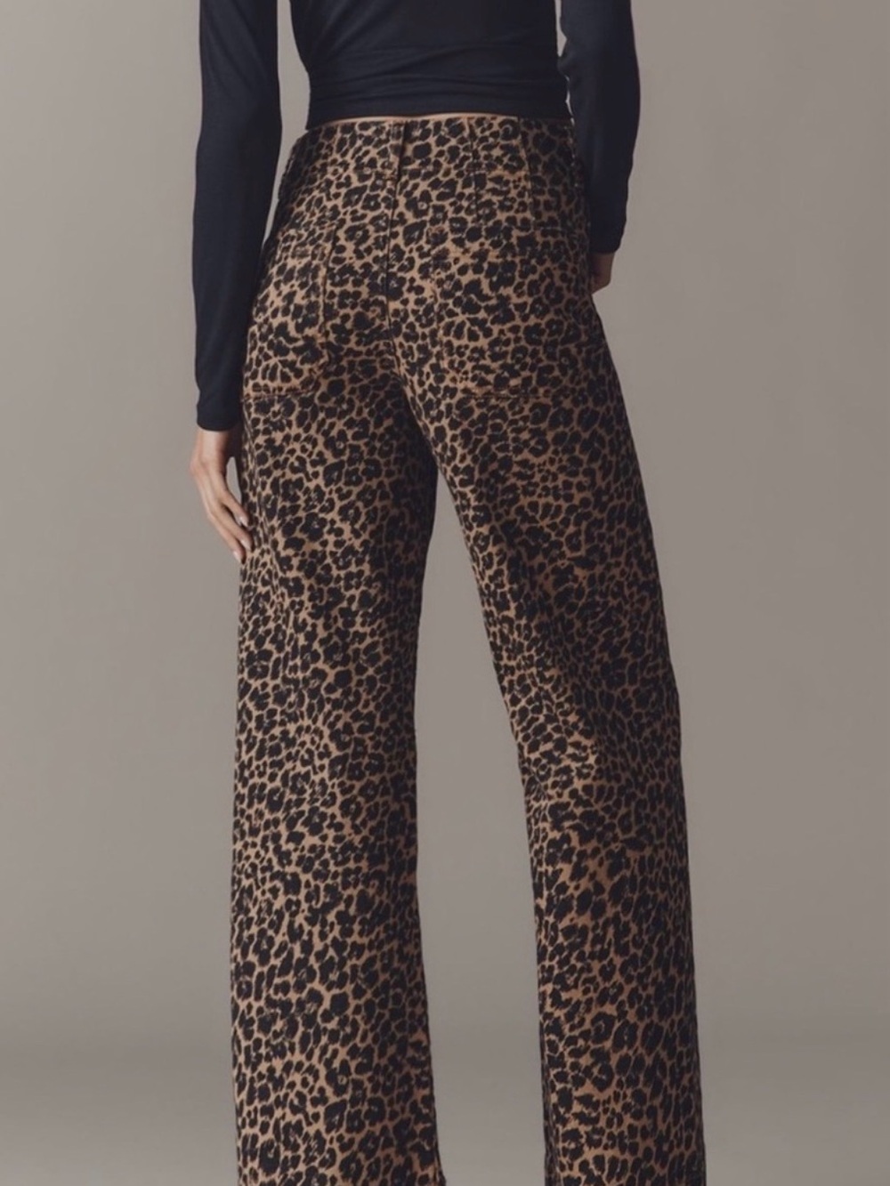 Anthropologie Colette Jeans Maeve Full Length Wide Leg 29 Cheetah Animal - Picture 3 of 6